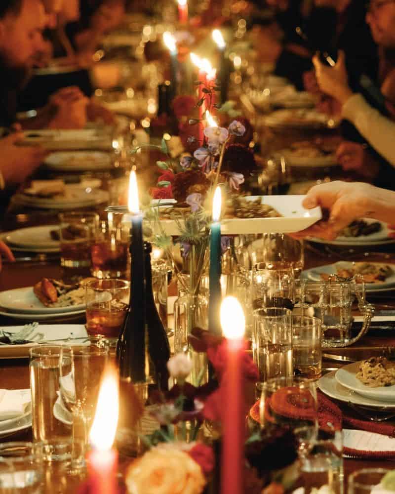Dining at formal dinner parties