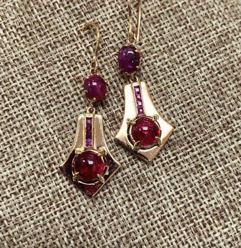 Retro Ruby Earrings
