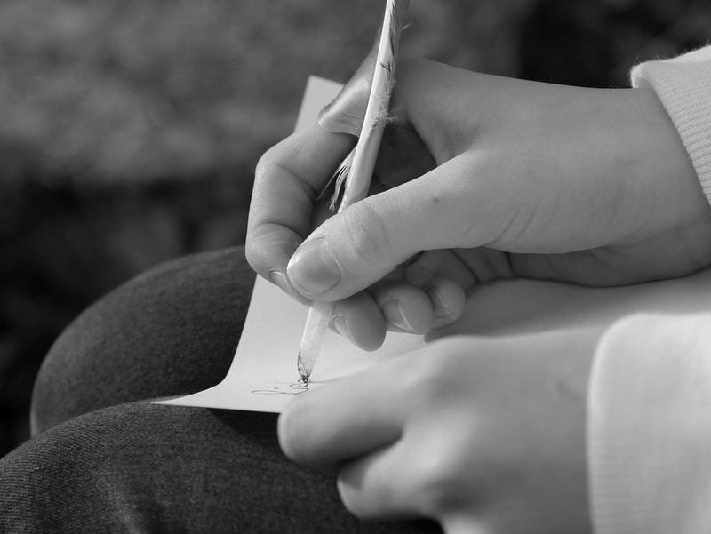 Writing letters by hand